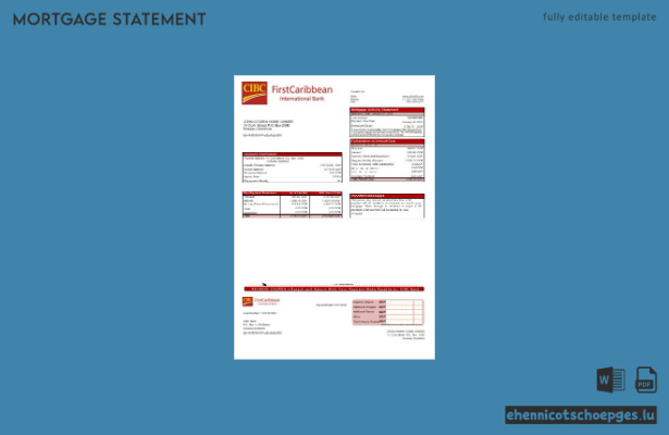 Dominica CIBC Bank – Beispiel eines Kontoauszugs für Hypothekendarlehen (Vorschau)